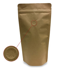 1000x Standbodenbeutel Kraftpapier braun mit Aromaschutzventil 125x210x80mm