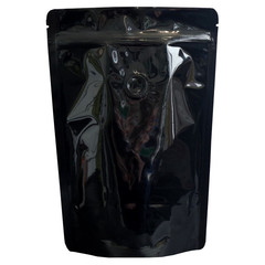 Standbodenbeutel schwarz GLOSS Alu/PET Aromaschutzventil 160x230x90mm 