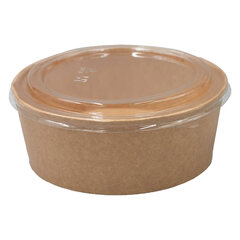 50x Salatschalen 1300ml aus Kraftpapier braun inkl. Deckel aus rPet