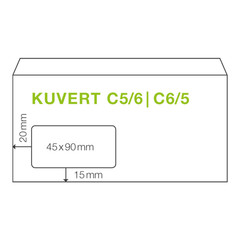 Preview: ÖKI Fensterkuvert C5/6 110x220mm weiß 80 gr. selbstklebend 