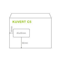 Preview: ÖKI Fensterkuvert C5 162x229mm weiß 90 gr. Haftstreifen 
