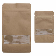 Preview: Standbodenbeutel Kraftpapier braun mit Fenster 110x185x65mm 250ml 