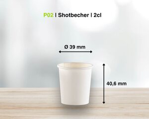 Preview: 40x Schnapsbecher Shotbecher Stamperl Pappbecher weiß mit Eichstrich 2cl 20ml