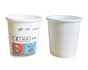 40x Schnapsbecher Shotbecher Stamperl Pappbecher weiß mit Eichstrich 4cl 40ml