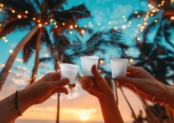 Preview: 40x Schnapsbecher Shotbecher Stamperl Pappbecher weiß mit Eichstrich 2cl 20ml