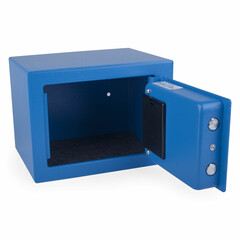 Preview: 1x Tresor Safe 23x17x17cm mit elektronischem  Zahlenschloss für Tisch/Wandmontage blau