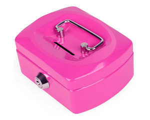 Geldkassette Spardose mit Sparschlitz mit entnehmbaren Münzfach 125 mm pink