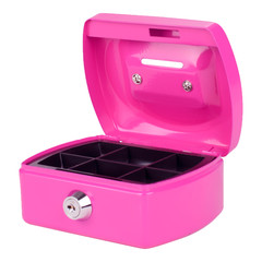 Preview: Geldkassette Spardose mit Sparschlitz mit entnehmbaren Münzfach 125 mm pink