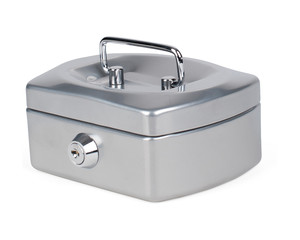 Preview: Geldkassette Spardose mit Sparschlitz mit entnehmbaren Münzfach 125 mm silber