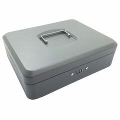 Preview: Geldkassette mit Zahlenschloss 300 mm herausnehmbare Münzfächer dunkelgrau