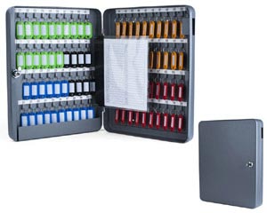 2x Schlüsselkasten für  80 Schlüssel inkl. Anhänger und seitl. Einwurfschlitz grau