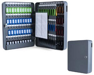 1x Schlüsselkasten für 140 Schlüssel inkl. Anhänger und seitl. Einwurfschlitz grau