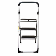 Preview: Premium 3-Stufen Haushaltsleiter Stehleiter Klappleiter 113cm aus Stahl