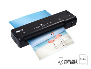 Preview: 1x PAVO Büro-Set Laminiergerät A4 Schwarz inkl. 30 Folien + Crosscut Aktenvernichter