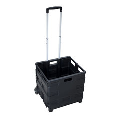 1x Klappbarer Einkaufstrolley large mit Leichtlaufrädern bis 30 kg schwarz