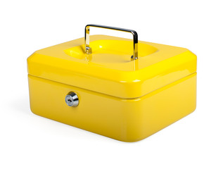 12x Geldkassette aus robustem Stahl mit herausnehmbaren Münzfächern 200 mm gelb