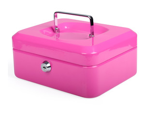 12x Geldkassette aus robustem Stahl mit herausnehmbaren Münzfächern 200 mm rosa