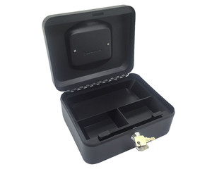 Geldkassette aus robustem Stahl mit herausnehmbaren Münzfächern 200 mm schwarz