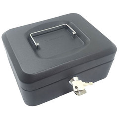 Preview: Geldkassette aus robustem Stahl mit herausnehmbaren Münzfächern 200 mm schwarz