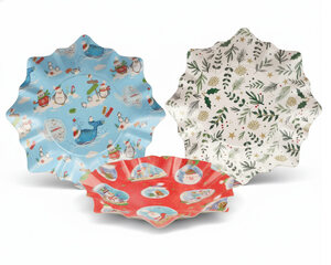 2x Gebäckschalen Plätzchenschalen für Weihnachtsgebäck Pappe Ø 28 cm verschiedene Motive 