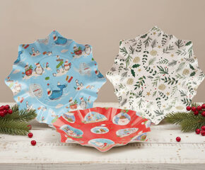 Preview: 2x Gebäckschalen Plätzchenschalen für Weihnachtsgebäck Pappe Ø 28 cm verschiedene Motive 