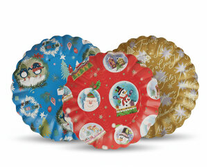 2x Gebäckschalen Plätzchenschalen für Weihnachtsgebäck Pappe Ø 23 cm verschiedene Motive 