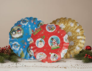 Preview: 2x Gebäckschalen Plätzchenschalen für Weihnachtsgebäck Pappe Ø 23 cm verschiedene Motive 