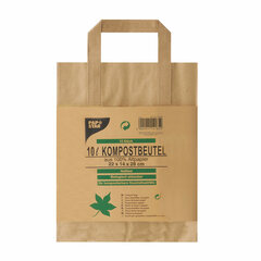 Kompostbeutel aus Papier mit Henkel 10L 28 cm x 22 cm x 14 cm braun 