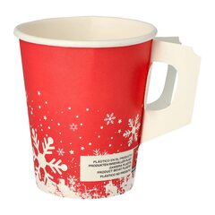 50x Henkelbecher Kaffeebecher Glühweinbecher rot Wintertime Schneeflocke 200 ml 