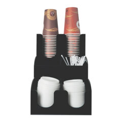 Preview: Spender-System für Coffee ToGo Becher Deckel Rührstäbchen und Zubehör schwarz