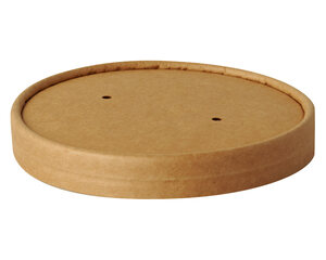 75x Deckel für Bio-Suppenbecher Pappe rund Ø11,5cm braun biologisch abbaubar