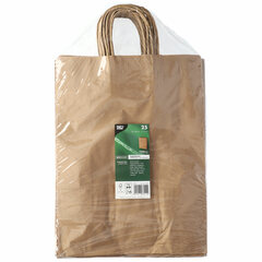 Preview: 125x Papiertragetaschen mit Papierkordel Kordeltasche 35 x 26 x 12 cm braun