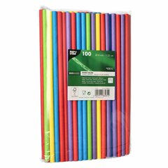 Preview: 1000x Papiertrinkhalme Shake-Halme Kaltgetränke 25 cm Ø 8 mm farbig sortiert