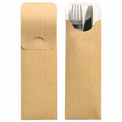 6000x Bestecktaschen mit Abdecklasche 235 x 73 mm natur inkl. Serviette FSC®