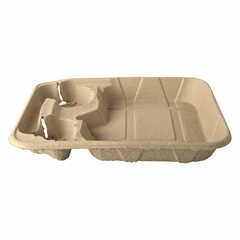Tragetabletts Pappe "To Go" 4,7 x 26,6 x 33 cm für 2 Becher + Mahlzeit 