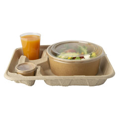 Preview: Tragetabletts Pappe "To Go" 4,7 x 26,6 x 33 cm für 2 Becher + Mahlzeit 