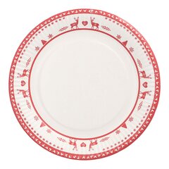 Pappteller rund Ø 23 cm mit Motiv "Nordische Rentiere" weiß/rot 