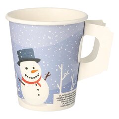 50x BIO Henkelbecher Kaffeebecher Glühweinbecher Wintermotiv Schneemann 200 ml 