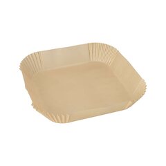 100x Backpapierzuschnitte für Heißluftfritteusen Mikrowelle Backofen 20 x 20 x 4,5cm braun