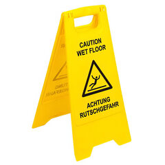 Warnschild "Achtung Rutschgefahr" gelb beidseitig bedruckt 62 x 30,5 cm
