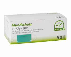 100x Mundschutzmasken OP- medizinische Gesichtsmasken 3-lagig EN 14683 grün