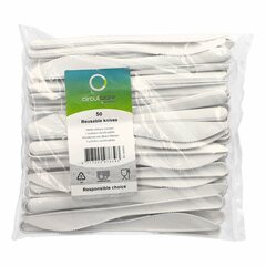 Preview: 50x BIO-Messer Mehrweg 185mm aus BIO-PP extra stabil weiss