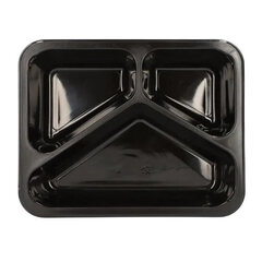 Preview: Mehrweg Menüschalen 3-geteilt 22,7 x 17,8cm Mikrowellengeeignet schwarz 