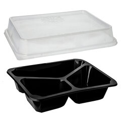 100x Mehrweg Menüschalen 3-geteilt 22,7 x 17,8cm H 7,2 cm inkl. Deckel