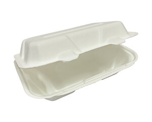 50x Menüboxen ToGo 229x155x77mm 1-teilig aus Zuckerrohr nature weiß