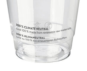 Preview: 50x BIO Trinkbecher 300ml + Deckel mit Halmstanzung aus Biokunststoff (PLA)