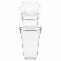 100x BIO Trinkbecher 400ml + Domdeckel+ 120ml Einsatzbecher stapelbar PLA