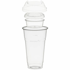 100x BIO Trinkbecher 500ml+Domdeckel+ 60ml Einsatzbecher stapelbar PLA