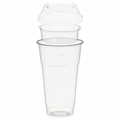 50x BIO Trinkbecher 500ml + Domdeckel stapelbar + Einsatzbecher Ø 96mm (PLA)