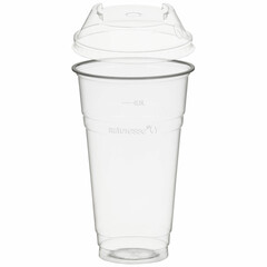 50x BIO Trinkbecher 500ml + Domdeckel mit C-Loch stapelbar aus Biokunststoff